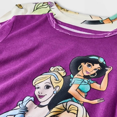 Girls' Disney Princess Snug Fit 4pc Pajama Set - Purple 2 Girls' Disney Princess Snug Fit 4pc Pajama Set - Purple - Image 2