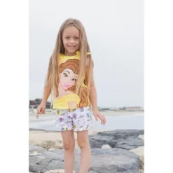 Disney Princess Princess Moana Rapunzel Jasmine Belle Girls Tank Top And French Terry Shorts Toddler