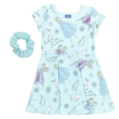 Disney Frozen Elsa Anna Olaf Short Sleeve Dress Scrunchy Set Blue 7 Disney Frozen Elsa Anna Olaf Short Sleeve Dress Scrunchy Set Blue - Image 7