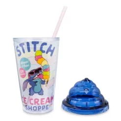 Silver Buffalo Disney Lilo & Stitch Ice Cream Shoppe Acrylic Carnival Cup With Lid And Straw