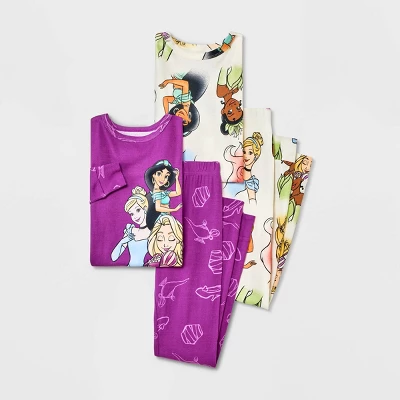 Girls' Disney Princess Snug Fit 4pc Pajama Set - Purple 3 Girls' Disney Princess Snug Fit 4pc Pajama Set - Purple - Image 3