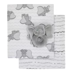 Disney Dumbo 100% Cotton Muslin Swaddles With Plush Rattle - 2pk