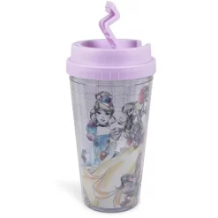 Silver Buffalo Disney Princesses Double-Walled Plastic Tumbler With Lid | Holds 16 Ounces