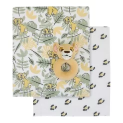 Disney Lion King Simba 100% Cotton Muslin Swaddles With Plush Rattle - 2pk