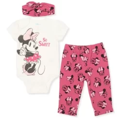 Disney Minnie Mouse Mickey Mouse Marie Baby Girls Bodysuit Pants And Headband 3 Piece Outfit Set Newborn To Infant -Baby Land Shop GUEST 6c27fee8 16ea 4063 ae32 7e04eac27890