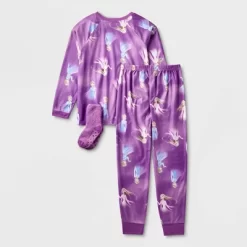 Girls' Disney Frozen 2pc Pajama Set With Socks - Purple