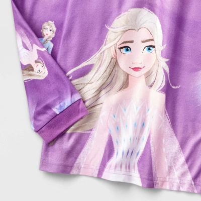 Girls' Disney Frozen 2pc Pajama Set With Socks - Purple 2 Girls' Disney Frozen 2pc Pajama Set With Socks - Purple - Image 2