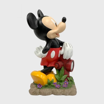 Disney 22" Mickey Mouse With A Fire Hydrant Solar Resin/Stone Statue 1 Disney 22" Mickey Mouse With A Fire Hydrant Solar Resin/Stone Statue