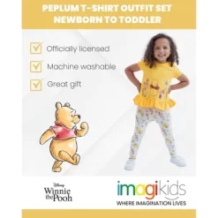 Disney Winnie The Pooh Piglet Peplum T-Shirt And Leggings Outfit Set Newborn To Toddler
