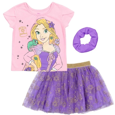 Disney Moana Princess Frozen Rapunzel Jasmine Belle Girls T-Shirt Tulle Skirt And Scrunchie 3 Piece Outfit Set Toddler 9 Disney Moana Princess Frozen Rapunzel Jasmine Belle Girls T-Shirt Tulle Skirt And Scrunchie 3 Piece Outfit Set Toddler - Image 9