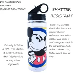 Silver Buffalo Disney Mickey Mouse Water Bottle With Flip-Up Straw | Holds 20 Ounces