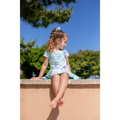 Disney Frozen Elsa Anna Olaf Short Sleeve Dress Scrunchy Set Blue 1 Disney Frozen Elsa Anna Olaf Short Sleeve Dress Scrunchy Set Blue