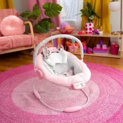 Bright Starts Disney Baby Minnie Mouse Rosy Skies Pink Baby Bouncer Infant Seat -Baby Land Shop GUEST b92a6788 2114 44ce 80b6 c0fa33b3f40d