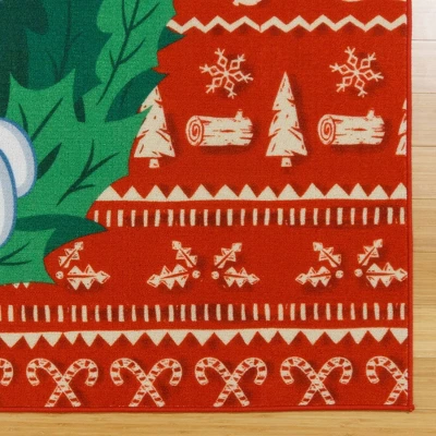 Disney Mickey Mouse Wreath 54"x78" Area Rug Red 2 Disney Mickey Mouse Wreath 54"x78" Area Rug Red - Image 2