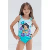Disney Princess Cinderella Belle Tiana Jasmine Girls One Piece Bathing Suit Toddler To Little Kid
