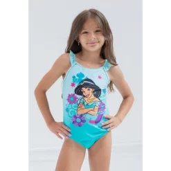 Disney Princess Cinderella Belle Tiana Jasmine Girls One Piece Bathing Suit Toddler To Little Kid