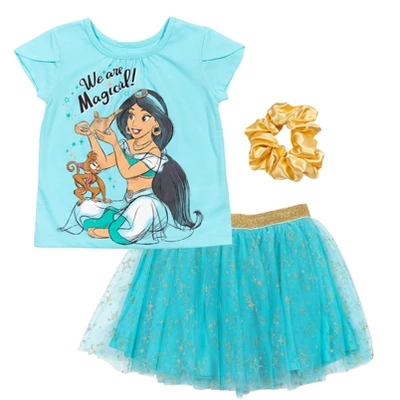 Disney Moana Princess Frozen Rapunzel Jasmine Belle Girls T-Shirt Tulle Skirt And Scrunchie 3 Piece Outfit Set Toddler 8 Disney Moana Princess Frozen Rapunzel Jasmine Belle Girls T-Shirt Tulle Skirt And Scrunchie 3 Piece Outfit Set Toddler - Image 8