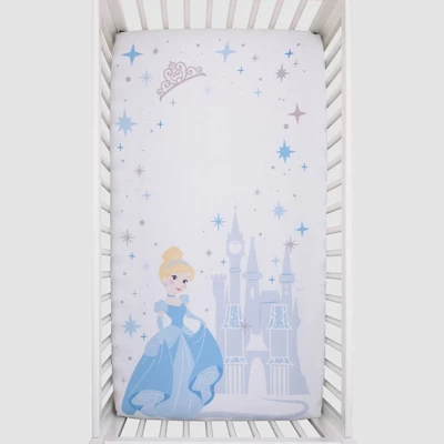 Disney Princess Cinderella - Light Blue And White Photo Op Fitted Crib Sheet 1 Disney Princess Cinderella - Light Blue And White Photo Op Fitted Crib Sheet