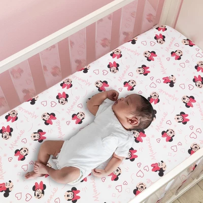 Disney Baby Lambs & Ivy Minnie Mouse Love Fitted Crib Sheet 1 Disney Baby Lambs & Ivy Minnie Mouse Love Fitted Crib Sheet