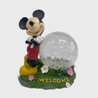 Disney 10" Fiberglass/Polyester Mickey Mouse Solar Garden Statue With Crackle Glass Ball 2 Disney 10" Fiberglass/Polyester Mickey Mouse Solar Garden Statue With Crackle Glass Ball - Image 2